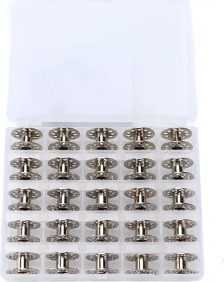 Produktbild von 25 Stück Nähmaschinenspulen, multifunktionale Edelstahl-Stickerei mit Aufbewahrungsbox für