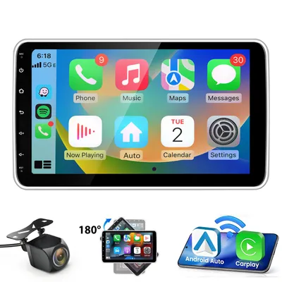 Produktbild von 4+64G 10” Android 13 360° Obrotowy ekran Carplay DAB+ 1DIN Radio samochodowe GPS Navi WIFI BT USB FM Z kamerą