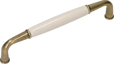 Produktbild von UP16 Griff, Antikgold, Milchporzellan, 128mm