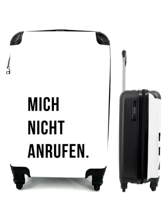 Produktbild von MuchoWow® Koffer Handgepäck Trolley Rollkoffer Kleine Reisekoffer mit 4 Rollen - Ich rufe nicht an - Zitate - Weiß - Cabin Size < 55x40x23 cm & 55x40x20 cm - Fotokoffer - Kabinenkoffer - Boardgepäck - Reise-Box - Reisekoffer - Reisegepäck - Koffer mit Bild - Trolley für Kinder
