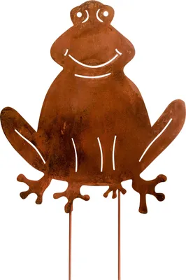 Produktbild von Erdspiess Gartenstecker Beetstecker Frosch Eisen Rostig Antik-Stil 55cm