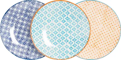 Produktbild von Nicola Spring handbedruckte Beilagenteller – 18 cm – 3 Farben – 6er-Pack