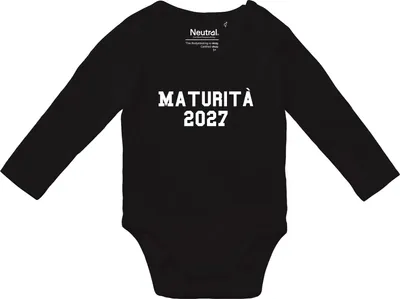 Produktbild von Huuraa Baby Body Maturità 2027 Abschluss Italien 80 Black  Baumwolle Fairtrade Langarmbody Geschenkidee