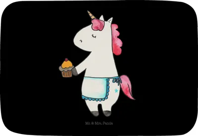 Produktbild von Mr. & Mrs. Panda duschmatte Einhorn Muffin - Schwarz - Geschenk, Geburtstag, Badezimmer Matte, Backen, Badteppich, Badezimmerteppich, Badvorleger, Duschvorleger, Unicorn