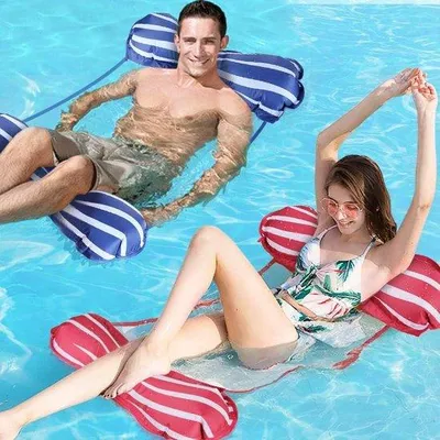 Immagine prodotto di Comodo lettino da spiaggia - 2 pezzi - Lettino da piscina - Lettino gonfiabile 4 in 1 - Altalena gonfiabile - Lettino galleggiante - Cuscino gonfiabile - Lettino da piscina