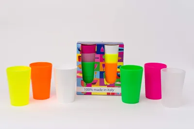 Cocktailgläser 6er-Set, Kunststoff, mehrfarbig, 0,35 l