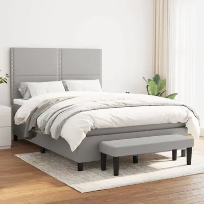 Produktbild von Maison Exclusive - Boxspringbett mit Matratze Hellgrau 140x200 cm Stoff