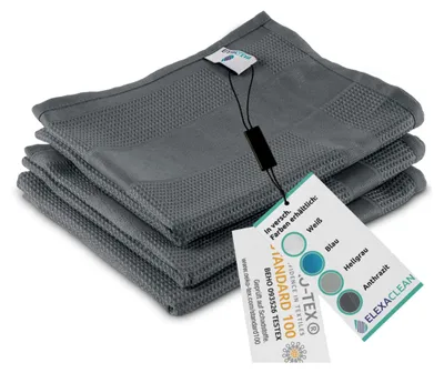 Produktbild von ELEXACLEAN Geschirrtücher Mikrofaser (3er Set, 68x42 cm, grau/anthrazit) saugstark, waschbar bis 60°C, Geschirrhandtücher, Handtücher Küche modern