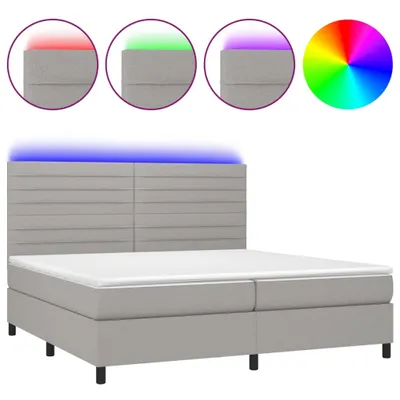Produktbild von vidaXL Boxspringbett mit Matratze & LED Hellgrau 200x200 cm Stoff