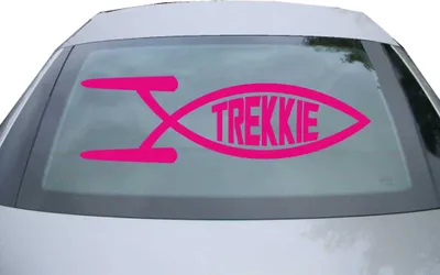 Produktbild von Indigos UG - Aufkleber Heckscheibe & Motorklappe DE2343 - pink - 600x180 mm - Trekkie Fisch - Auto Scheiben Fenster Heckklappe Tuning Racing JDM - Die cut