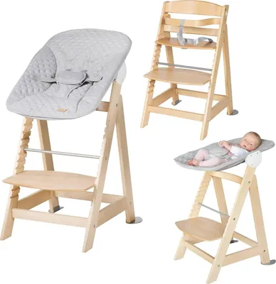 Obrázok produktu pre vysoká stolička na schody roba Born Up, set 2v1, 'roba Style grey', vysoká stolička s funkciou polohovania, od narodenia