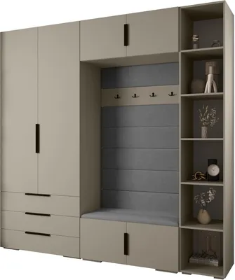 Produktbild von MEBLE KRYSPOL Inova 1 Möbelset Garderobe, 236,7x240x47cm - Kaschmir, Manila 16, Schwarz