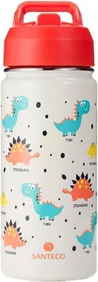 Image de Gourde en acier inoxydable 500ml avec paille - anti-fuite & sans BPA - Dinosaur 500ml