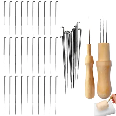 Filznaadeln Set, 90-tlg., 3 Größen, mit Holzgriffen, für Trockenfilzen