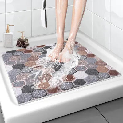 Immagine prodotto di Tappetino antiscivolo per doccia, 80x80 cm, in PVC, con fori di drenaggio, ad asciugatura rapida