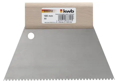 Produktbild von kwb Zahnspachtel 180 mm x 98 mm - Trapezspachtel mit Holzgriff - Ideal für Klebe
