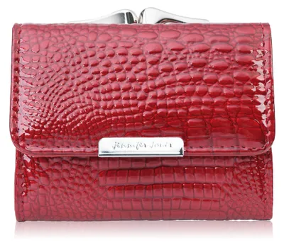 Produktbild von Damen-Mini-Brieftasche aus rot lackiertem Leder mit Krokoprägung Jennifer Jones SP-28-CRD