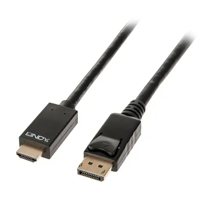 Produktbild von Lindy 41481, 2 m, DisplayPort, HDMI, Gold, 6,75 Gbit/s, Schwarz