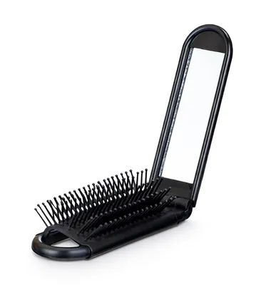 Produktbild von HAARBÜRSTE mit SPIEGEL klappbar mit Noppen Schwarz Noppenbürste Taschenspiegel Massagebürste Haarpflege Haar Massage Bürste Kamm 31