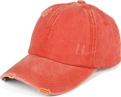 Produktbild von styleBREAKER Damen Ponytail Baseball Cap im Destroyed Used Look | Einfarbiges Sommer Cap mit Klettverschluss und Kreuzband | Verstellbare Schildkappe aus Baumwolle