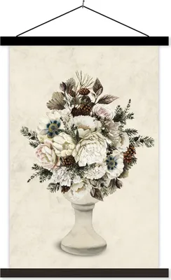 Produktbild von MuchoWow® Textilposter Stilleben - Aquarell - Blumen 120x180 cm mit schwarzem Rahmen - Fotos