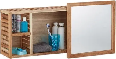 Image de Étagère murale en noyer avec miroir