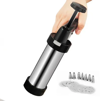 Produktbild von Edelstahl-Dekorationspistole Kekskekse Handgepresste Keksmaschine Haushalt Diy Backwerkzeuge Küchenwerkzeuge