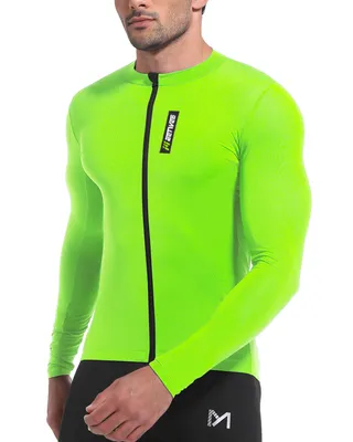 Produktbild von Herren Atmungsaktiv Radfahren Radtrikot Fahrradtrikot MTB Trikot Langarm mit 3 Taschen,Grün,L