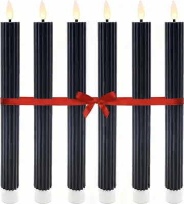 Image de Bougies coniques sans flamme à LED, en cire véritable, lot de 6