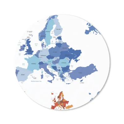 Produktbild von MuchoWow® Mauspad Mousepad Karte - Europa - Blau 50x50 cm - Mousepads - Maus Mat - Pad - Mausunterlage - Vinyl