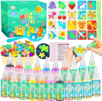Productafbeelding van Waterelfset, magisch watergelspeelgoed, creatief magisch waterspeelgoed met 22 gels en 20 vormen, waterschildersets voor kinderen van 5, 6, 7, 8