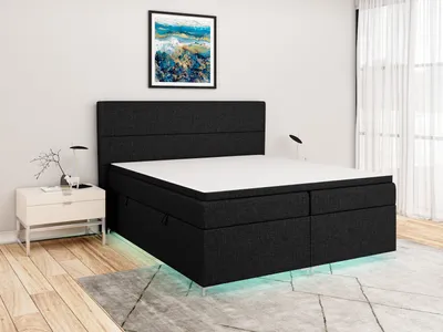 Produktbild von FEDVE Boxspringbett Schlafzimmerbett THIAGO mit 2 Bettkästen, Doppelbett mit Bonell-Matratze und Topper 160x200