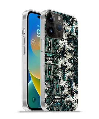 Produktbild von MuchoWow® Handyhülle Schutzhülle Hülle für Apple iPhone 14 Pro - Softcase Tiermuster - Weiß - Türkis Silikon Softcase Handy Hülle - Umschlag