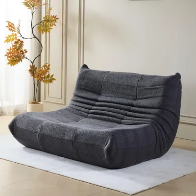 Produktbild von STILVORA Indoor-Doppelter Sitzsack Schlafsofas Lazy Sofa mit Rückenlehne, faltbarer Einzelsofa mit Hochelastischer Schwammrahmen， Teddysamt, Grün