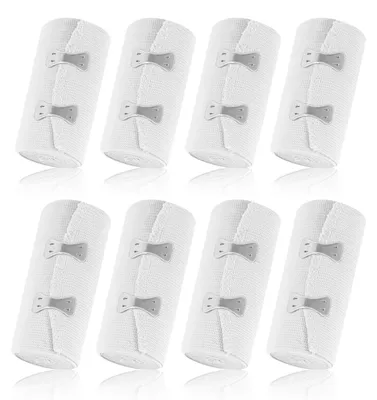 Productafbeelding van Herbruikbare elastische bandages met metalen clips - 8 stuks, geschikt voor polsen, enkels en knieën