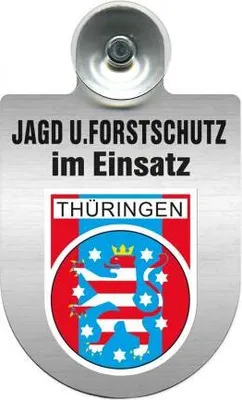 Produktbild von Einsatzschild für Windschutzscheibe incl. Saugnapf - Jagd + Forstschutz im Einsatz - Wappen nach Wahl - 309729- Color - Region Thüringen