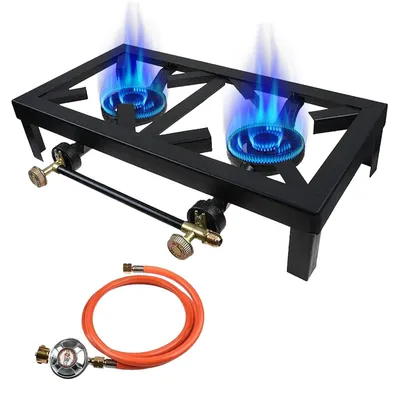 Gasherd 2-flammig 8 kW mit Schlauch & Druckregler Campingkocher