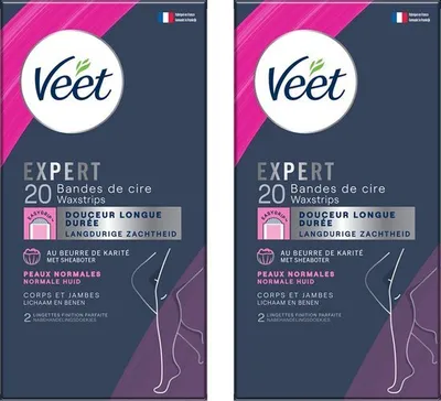 Produktbild von Veet Expert Enthaarungsstreifen - Körper & Beine - Normale Haut - 20 Stück - 2 Stück - Vorteilspackung