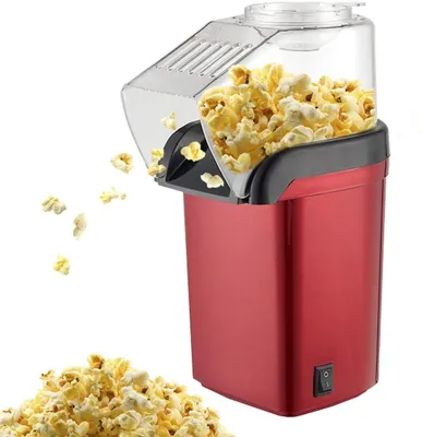 Produktbild von Popcornmaschine 1200W Popcornmaschine, Popcornmaschine, Ölfreie Fettfreie Heißluft-Popcornmaschine für Gesundes (Rot)