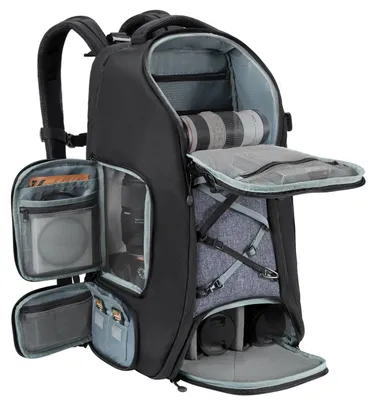 Image de Sac à dos pour appareil photo - Sac à dos pour caméra de 32 litres - Adapté aux appareils photo reflex numériques/analogiques et aux ordinateurs portables de 38 cm - Imperméable avec housse de protection contre la pluie - Support pour trépied - Ouverture frontale à 180°