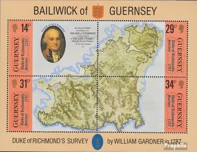 Produktbild von Briefmarken GB - Guernsey 1987 Mi Block4 (kompl. Ausg.) postfrisch Landkarte