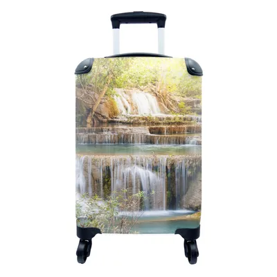 Produktbild von MuchoWow® Koffer Handgepäck Trolley Rollkoffer Kleine Reisekoffer mit 4 Rollen - Sonne - Wasserfall - Landschaft - Cabin Size < 55x40x23 cm & 55x40x20 cm - Fotokoffer - Kabinenkoffer - Boardgepäck - Reise-Box - Reisekoffer - Reisegepäck - Koffer mit Bild - Trolley für Kinder