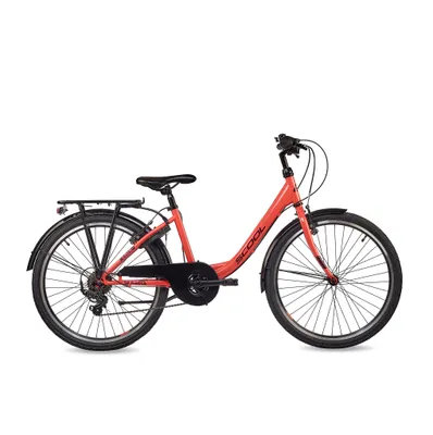 Image de Vélo enfant 24 pouces, 6 vitesses, vélo fille, S’COOL chiX, à partir de 7-11 ans, 130-145 cm, corail/rouge foncé