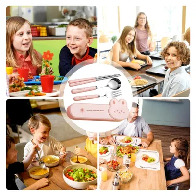 Produktbild von Reisebesteck-Set aus Edelstahl | Kompaktes und leichtes Besteck für unterwegs | Ideal für Camping, Schule und Picknick