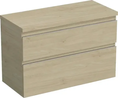 Produktbild von Jungborn Waschtischunterschrank TRENTA BxHxT 96,7 x 64,6 x 44,5 cm Frontfarbe eiche holzdekor TRE DESK 100 2Z S 70
