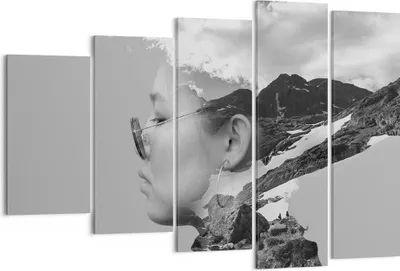 Produktbild von Bild auf Leinwand - Leinwandbild - 5 Teile - Frau modern schwarz und weiß - 150x100cm - Wand Bild - Wanddeko - Wandbilder - Leinwanddruck - Bilder - Wanddekoration - Leinwand bilder - EG150x100-4571