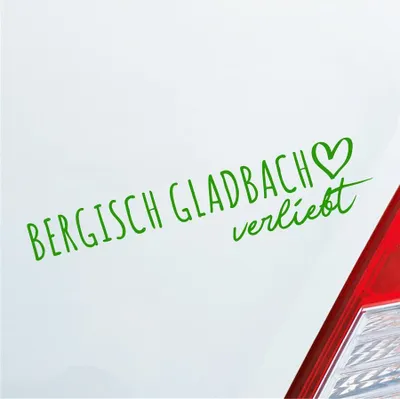 Produktbild von Auto Aufkleber Bergisch Gladbach verliebt Herz Stadt Heimat Liebe Car 19x4 cm Hellgrün Sticker Heckscheibenaufkleber