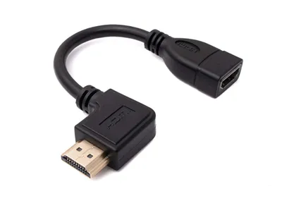 Produktbild von SYSTEM-S HDMI 1.4 Kabel 15 cm Standard Stecker zu Buchse Winkel Adapter in Schwarz
