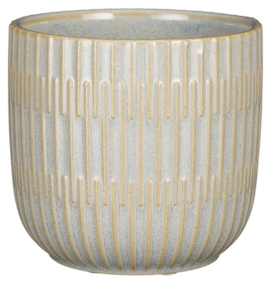 Produktbild von Mica Decorations Blumentopf - Keramik - hellgraues Streifenmuster -14x13cm