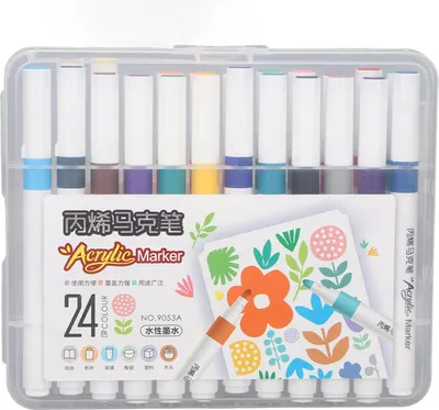Produktbild von Acrylfarbenmarkierungen Wasserbasis Ink Wasserdichte hohe Abdeckungstifte für DIY -Malerei 24 Farbe